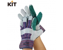 KIT二层牛皮劳保手套 耐磨抗割 加托款半皮耐用工作手套