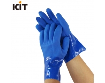 KIT天然橡胶耐磨防滑抗油劳保手套 蓝色PVC防化耐酸碱耐刺穿666款