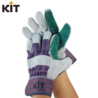 KIT二层牛皮劳保手套 耐磨抗割 加托款半皮耐用工作手套