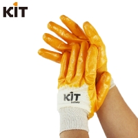 KIT黄色半浸丁腈橡胶手套耐油抗割耐磨防滑 汽修机修专用耐脏手套 均码 250mm