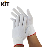 KIT 白色针织尼龙手套 透气轻薄贴手 柔软舒适精细工作礼仪打包用 M 红边