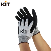 KIT黑色HPPE丁腈劳保手套 耐磨防切割防滑耐油抗机械手套 耐切割5级