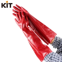 KIT红色PVC橡胶手套60厘米 防化学抗酸碱 耐油防水加长劳保手套